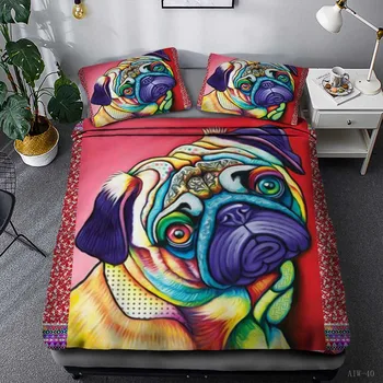 Ljubek pes serije risanke Posteljo francoski Buldog posteljnina 2-3pcs 3d tiskanje živali, posteljnino Rjuhe Kritje