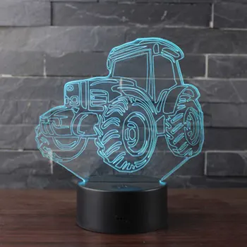 Kmetija traktorji temo 3D Lučka LED nočna lučka 7 Sprememba Barve Dotik Razpoloženje Lučka za Božično darilo Dropshippping