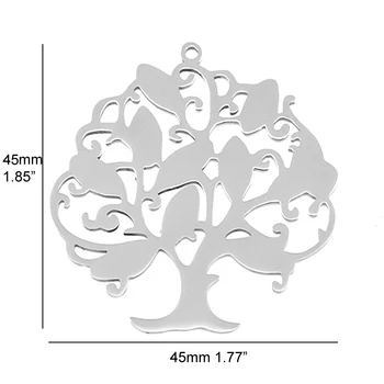 Simsimi Listov družinsko drevo lepo Nerjavečega jekla Obesek čare obeh straneh ogledalo poljski sijoče oznake na debelo 10pcs