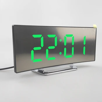 Elektronski Budilka Neslišno Design Digitalni LED Velik Zaslon Ogledalo Elektronski Namizje Pogon Ure Namizni Dekor horloge