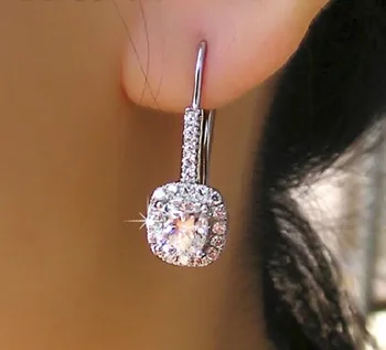 Trdna Platinum PT950 Uhani 1CT Briljantno Diamant Udejstvovanje Žensk Uhani Lepo Uho Nakit, ki Trajajo Večno