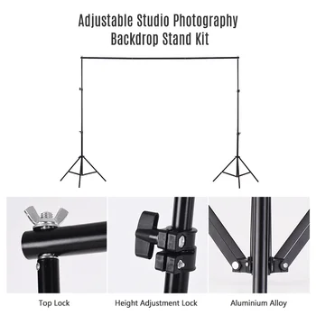 Nastavljiv Fotografija Studio Ozadje Ozadje Stojalo Sistem za Podporo Kit 200 * 200 cm za Dom studijskega Snemanja