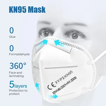 FFP2 KN95 CE mascarilla Filtracija Usta Maske za Dihanje Obrazne Maske Dustproof Varnost Umetnih, sintetičnih vlaken, Držalo Prah Maske