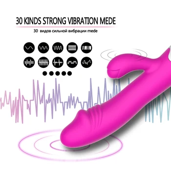 30 Hitrosti Dvojni Vibrator za Ženske Vagine Dildos G Vložki Ribbit Vibrator Masturbator Famale Massager Erotično Sex Igrače za Odrasle