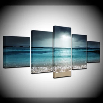 5 Plošče, Modularni Moda na plaži ocean morje Slike Wall Art 5 Kos Tiskanje Fotografij, Platno Slikarstvo Doma Dekor Umetnine