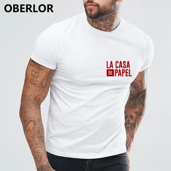 Moški T-shirt La Casa De Papel T Shirt Denar Heist Tees TV Serija Kratek Rokav T-majice Človek Hiša iz Papirja Tee Shirt Homme r