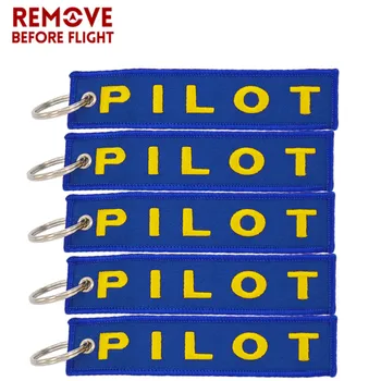 Pilotni Keychain Key Ring Modra Vezenje obeskov Odstranite Pred Letom OEM Ključni Fob Oznako Oznaka za Letalstvo Darilo Nakit Keyrings