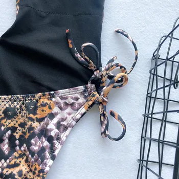 Bkning Globoko V Kopalke enodelne Obleke Kača, Tiskanje, Plavanje Obleko za Ženske Kopalke 2021 Poletje Backless Leopard Bikini