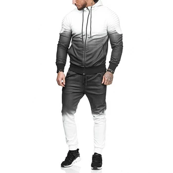 ZOGAA moda Casual moški znoj obleko ulične s kapuco vrh šivom barve sweatsuits 4 barve trenirko za moške 2 kosov set
