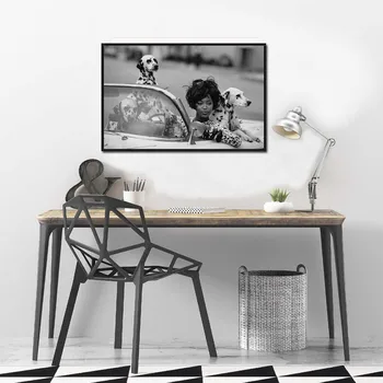 Modna Ženska Plakat Dalmatinskih Platno Slikarstvo Črni in Beli Retro Poster Tiskanje Stenskih slikah, za Dnevni Sobi Doma Dekor