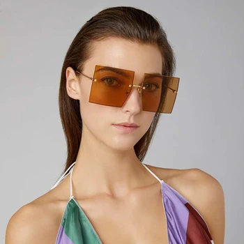 2021 Poletje Nova Sončna Očala, Ženska, Ki Pokrivajo Obraz Modni Dežnik Ogledalo Multicolor Mešano Kvadratne Gradient Barve