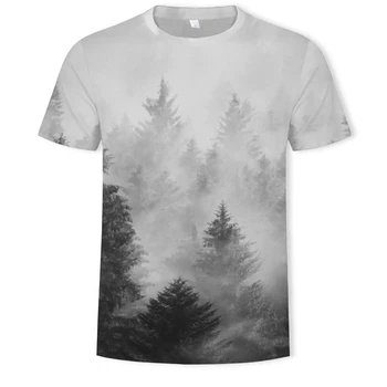 Novo Natisnjeni Vzorec Landcape 3D Tiskanih Krajine t-srajce za Moške Nositi Kratke Poletne Priložnostne Rokav Obleke