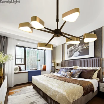 Sodobni led lestenec za dnevno sobo, spalnica, jedilnica Zlato lampshade Nordijska home Design lestenec lučka LED razsvetljave držalo
