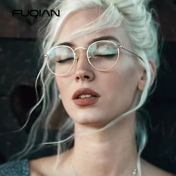 FUQIAN Klasičen Okrogel Okvir Očal Ženske Moški 2020 Mode Optični Okvirji Jasno Objektiv Branje Steklo