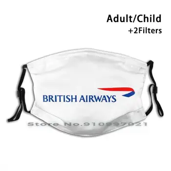 British Airways Za Večkratno Uporabo Usta, Obraz Maske Z Filtri Za Otroka Odraslih British Airways Airways Potovanja Letalski Pilot Letalo