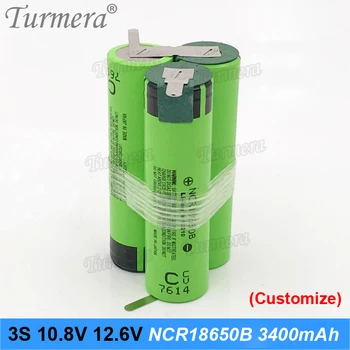 Turmera 3S 10.8 V 4S 14,4 V 5S 18V 18650 3400mAh Baterije NCR18650B 3400mAh 6800mAh za 12V 16.8 V 21V Izvijač Baterije Prilagajanje
