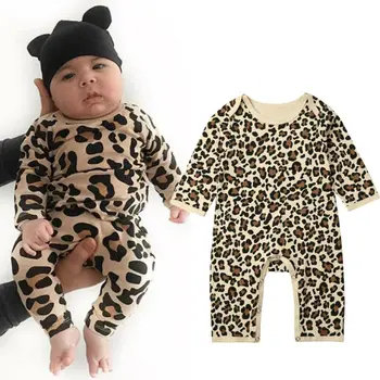Sestra Ujemanja Obleke Dekliška Oblačila Telovnik Newborn Baby Girl Obleke Jesenski Oblačila Modni Leopard Romper Dolg Rokav O-vratu