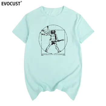Vitruvian man kitarist smešno Najnovejše Edinstveno Poletno natisni T-shirt Bombaž Moški majica s kratkimi rokavi Nove ženske TEE