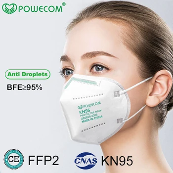 POWECOM KN95 Maska Zaščitna Dihanje Respirator Obraz, Usta Masko za enkratno uporabo 5 Plast Non-woven Udobno Usta Maske FFP2