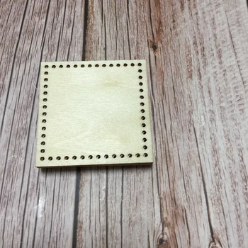 Set 20 preprost kvadrat z luknjami diy lesa obrti navzkrižno šiv darilo oznako 6x6cm