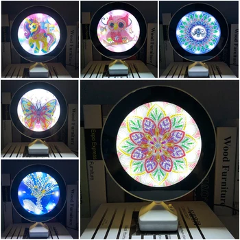 DIY LED Luči Diamond Slikarstvo Ogledalo Živali Mandala Slog Posebno Oblikovan Diamond Slikarstvo Ličila ogledalo Prodaje Diamant, Mozaik, Art,