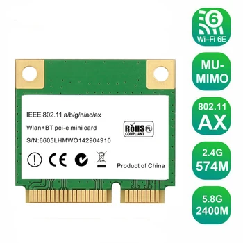 2974Mbps Wifi 6 Mini PCI-E Card Brezžično Omrežje Wlan Kartico Wifi 2.4 G/5Ghz Bluetooth 5.0 802.11 ax/ac Za Win10 Laptop Antene