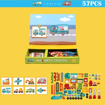 Magnet Puzzle Igrače Otroci Izobraževalne Igrače, Različne Teme Igri Zabavno Večkratno uporabo Nalepke za Otroke Umetnosti Osnutek Darilo