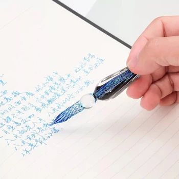 Star stekla pero, namočeno v nalivno pero darilo polje dijaki uporabljajo zlati pastelnih črnilo kratki nalivno pero, ustvarjalne stekla pero