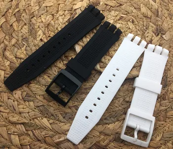 Blagovne znamke Black white Potapljanje 21 mm* * 24 mm Silikonske Gume Watchband Za Swatch pas Gume, ki gledajo pasu trak za IRONIJO SCUBA200 YNS4001