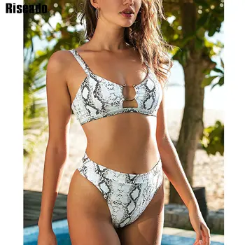 Riseado Seksi Mirco Bikini 2021 Leopard Kopalke Ženske, Visoka Vitka Kopalke Brazilski Bikini Komplet Push Up Plaža Obrabe Biquini