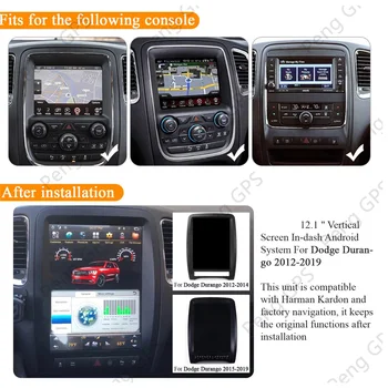 GPS Navigacija glavna enota Za Dodge Durango 2011-2019 Audio FM/AM Radio, Avto DVD Predvajalnik 12.1 palca Android Tesla Navpično Zaslon