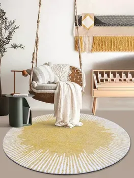 Post moderne rumene barve, okrogle oblike geometrijske dnevna soba preprogo, velika velikost Skandinavski stil dekoracijo doma weaved postelji preprogo