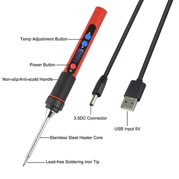 NEWACALOX 5V 10W Digitalni Temp LCD-Nastavljiv USB lemilo Kit Prenosni Vodi Brezplačno Varjenje Pištolo Predela Postaja DIY Orodja