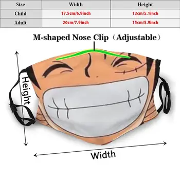 Luffy Nasmeh Smešno Tiskanja Za Večkratno Uporabo Pm2.5 Filter Za Masko Japonska Manga Anime Risanke Nasmeh Usta Zoro Opica