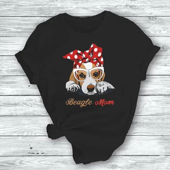 Beagle Mama Print Majica S Kratkimi Rokavi Ženske Priložnostne Kratek Rokav T-Shirt Summner Svoboden Ženske Tshirt Vrhovi Tee