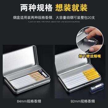 Moške Cigaret Polje Z Vžigalnik Kajenje Cigaret Primeru Ustvarjalne USB, Polnjenje Cigaretni Vžigalnik Za Ženske Slim Cigarete