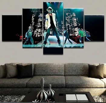 Platno HD Tiskane Slike Za Steno dnevne Sobe Umetnosti Doma Dekorativni 5 Kosov Michael Jackson Koncert Plakat Slike Okvir