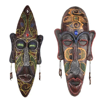 Osebnost Afriška Maska Smolo Steni Visi Ustvarjalni Dom Nakit Točke KTV Bar Dekoracijo Sten Carving Umetnost Posnema Lesa Carvi