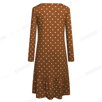 Lepo-vedno Retro Polka Pike Natisnjeni Priložnostne Obleke Shift Svoboden Flare Jeseni Ženske obleke A231