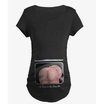 Moda Baby prdec 3D Tiskanja Noseča Porodniškega majice s kratkimi rokavi Ženske Priložnostne Nosečnosti, Oblačila Za Nosečnice, Gravida Bombaž Vestidos