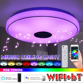 200W 40 CM WiFi Sodobni LED Stropna Luč APLIKACIJO bluetooth Glasbe Svetlobe Doma Smart Stropne Svetilke Podporo za google/alexa~Daljinski upravljalnik