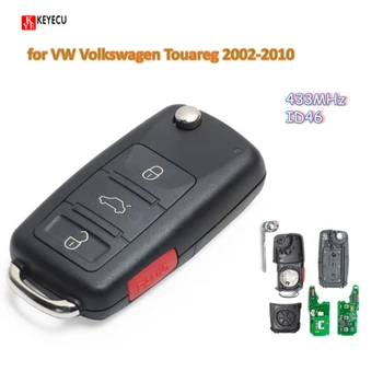 KEYECU Novo Yanhua Daljinski ključ Fob 3+1 Gumb Za VW Volkswagen Touareg med 2002 in 2010 naraščal Leto 433MHz ID46 Nerezane Rezilo KR55WK45022