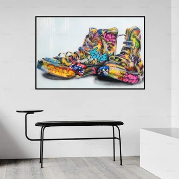 Čevlji Moderni Grafiti Platno, Tisk Barvanje Sten Umetnosti Plakatov in Fotografij Sliko Za Dnevni Sobi Doma Dekor Brez Okvirja