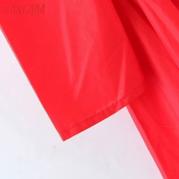 Tangada Moda za Ženske Trdna Rdečo Obleko Puff Dolg Rokav Dame Svoboden Mini Obleka Vestido 8H65