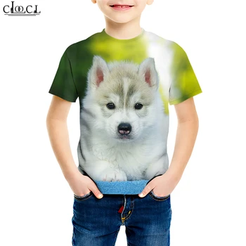 Hišni Pes Husky T Shirt Priložnostne Baby Boy 3D Tiskanja Živali T Srajce Dekle Otrok Kratek Sleeve Majica Priložnostne Ulične Otroci Vrhovi