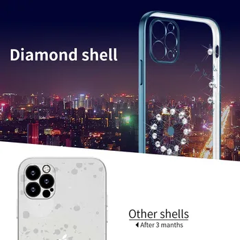 Klasični Okvir Plating Electroplated Regrat Diamond Primeru Za iPhone 12 11 Pro Max 8 XS Mini Mehko Jasno TPU Padec-Dokazilo Pokrov
