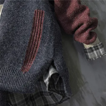 Moški Pleteni Pulover Udobno Šivanje, Krpanje Long Sleeve Hooded Puloverji Zgosti Oblačila za Jesen Zimo 5XL