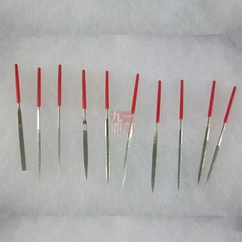 10pcs Razvrstan 2 mm dia 100mm dolžina mini diamond prevlečeni iglo file set z rdečo PVC kratki ročaji