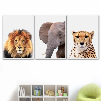 Slon, Leopard, Lev, Tiger, Žirafa, Zebra Wall Art Platno Slikarstvo Nordijska Plakatov In Fotografij Stenske Slike Za Dnevna Soba Dekor