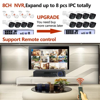 H. 265 6CH 5.0 mp POE NVR Kit CCTV Sistema 5.0 MP IP POE Fotoaparat P2P IR IP66 Prostem Vremensko Video Varnostno nadzorni Sistem